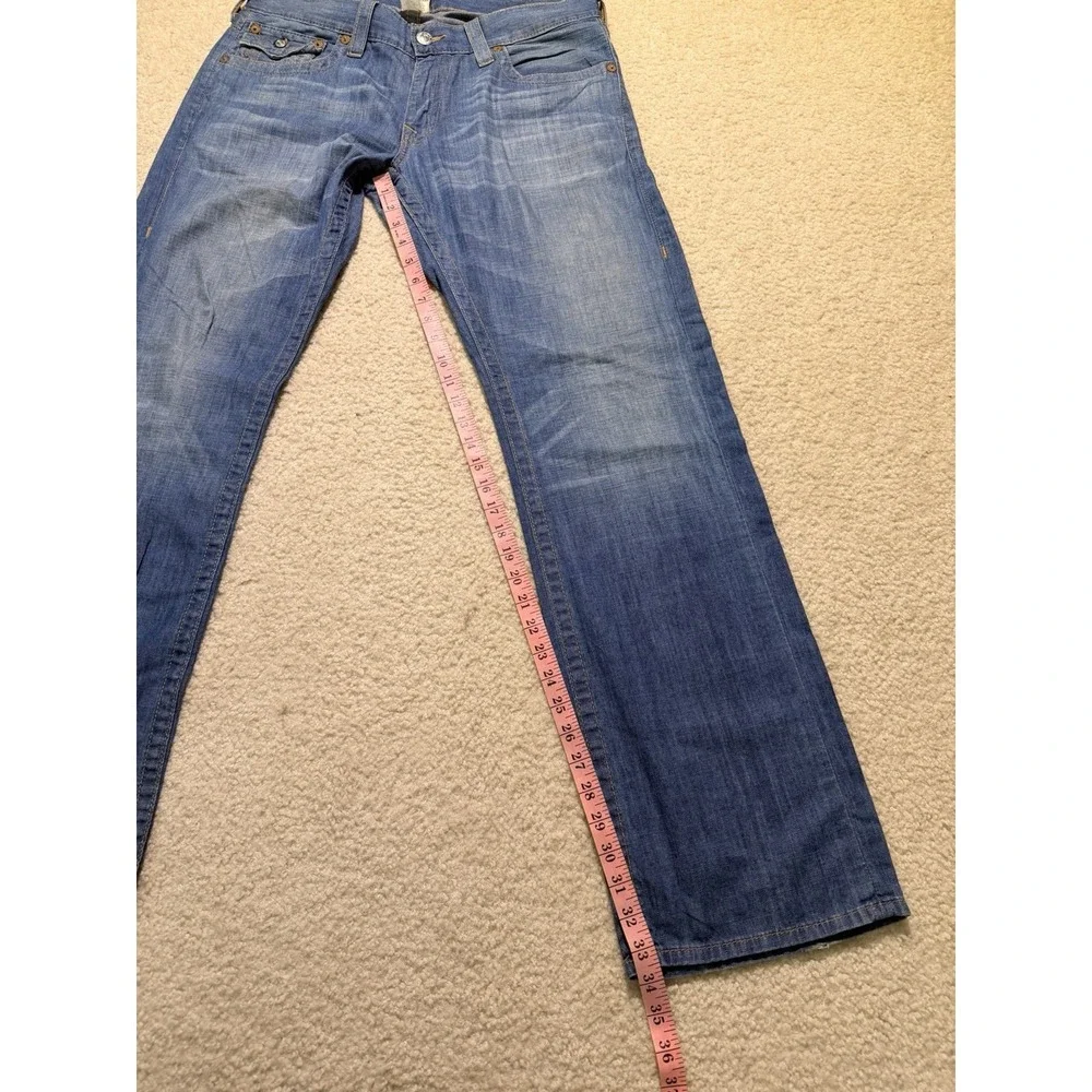 True Religion Ricky Jeans Mens 34 Made In USA Bootcut Flap Pocket Blue Denim Y2K